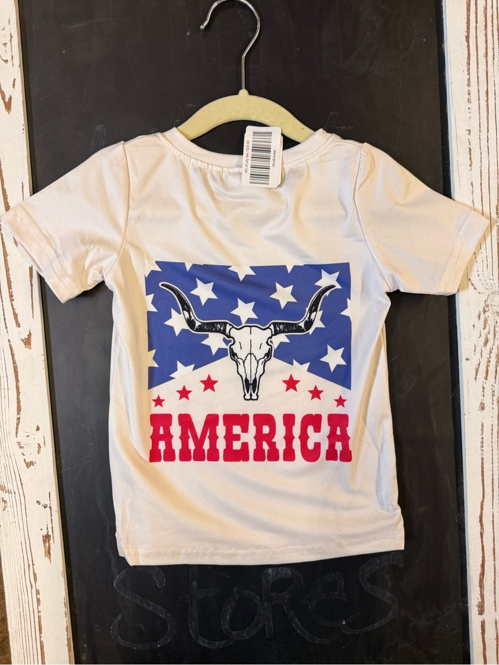 Kids' America Graphic Tee - White with Red & Blue Print